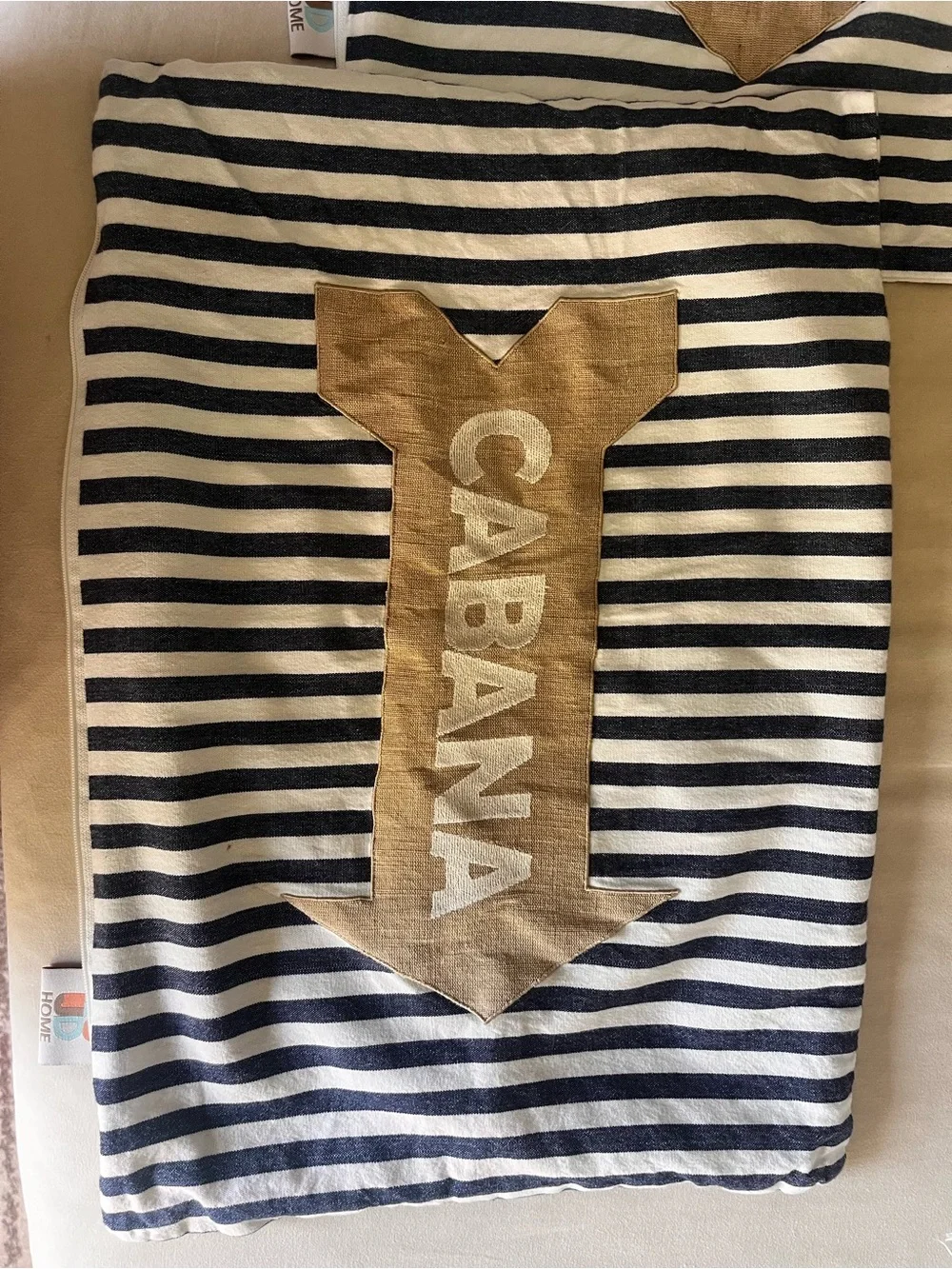 Striped Beach & Cabana Pillow Covers - Navy, White, Gold